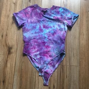 Forever21 Purple & Blue Tye Dye T-shirt Bodysuit